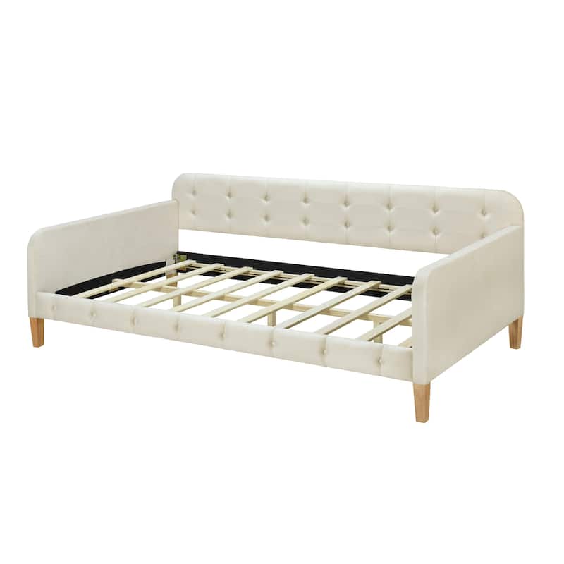 Roomfitters Twin Size Upholstered Daybed with Foam Padding and 4 Support Legs