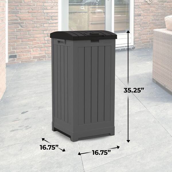 Trash Hideaway 39 Gallon Outdoor Trash Can Patio or Deck Waste Bin with ... - Residential Patio Waste Disposal Options