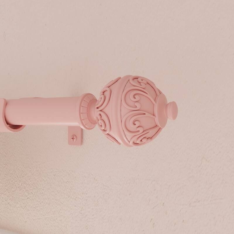 Acroma Adjustable Single Pink Curtain Rod for Window