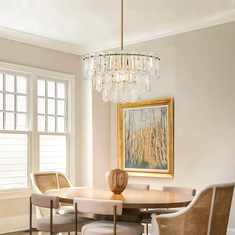 Starsky 6-Light Modern Tiered Unique Chandelier with Textured Glass - Gold