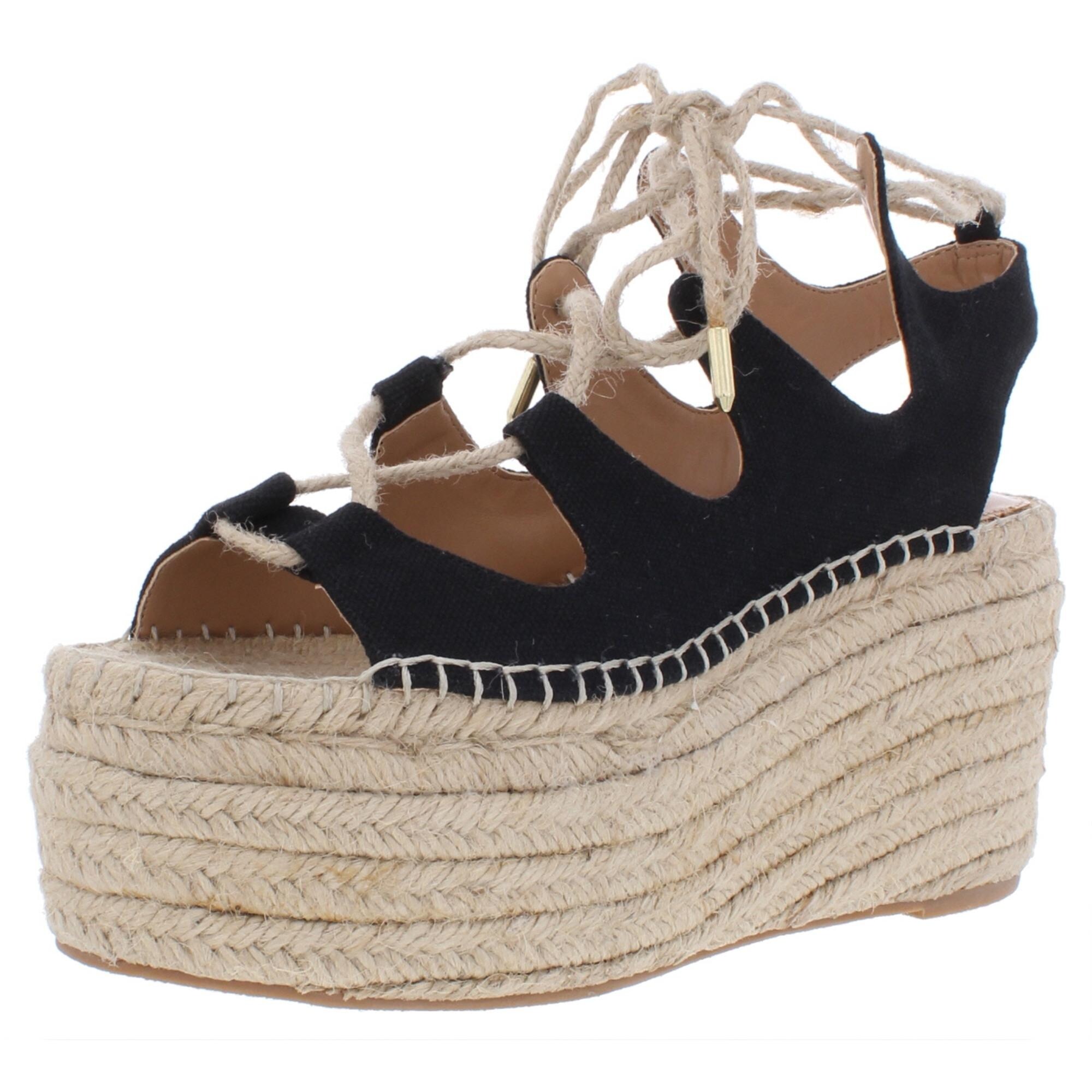Canvas platform sandals Clearance