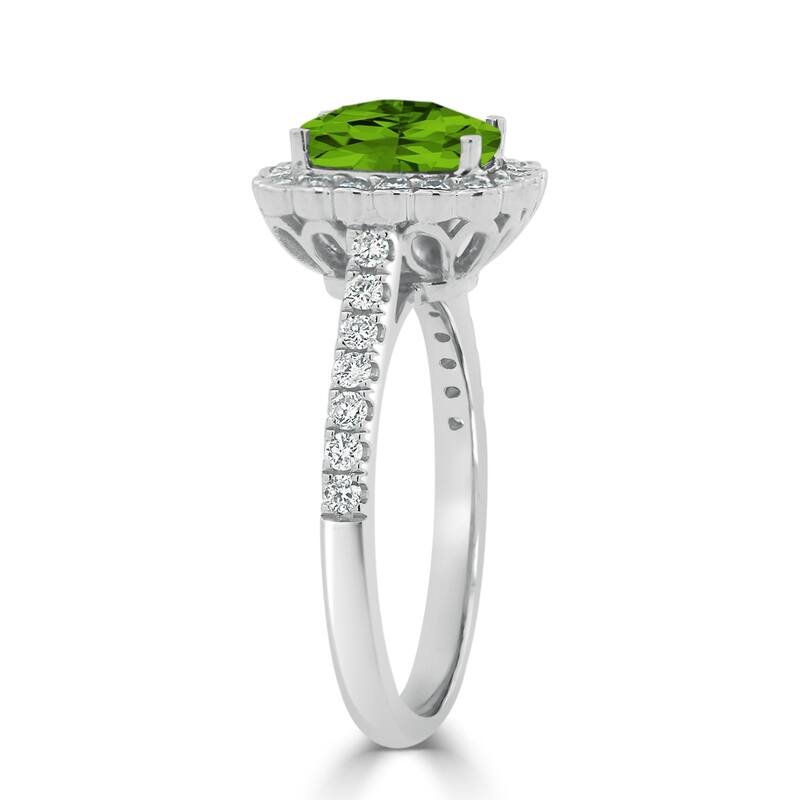 Auriya Vintage 1 1/3ct Cushion-cut Peridot Halo Diamond Engagement Ring 1/2ctw 14k Gold