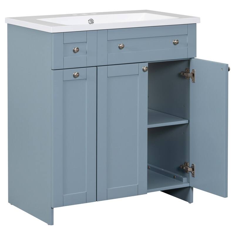 Single Sink 30" Bathroom Vanity with Combo Cabinet and Storage
