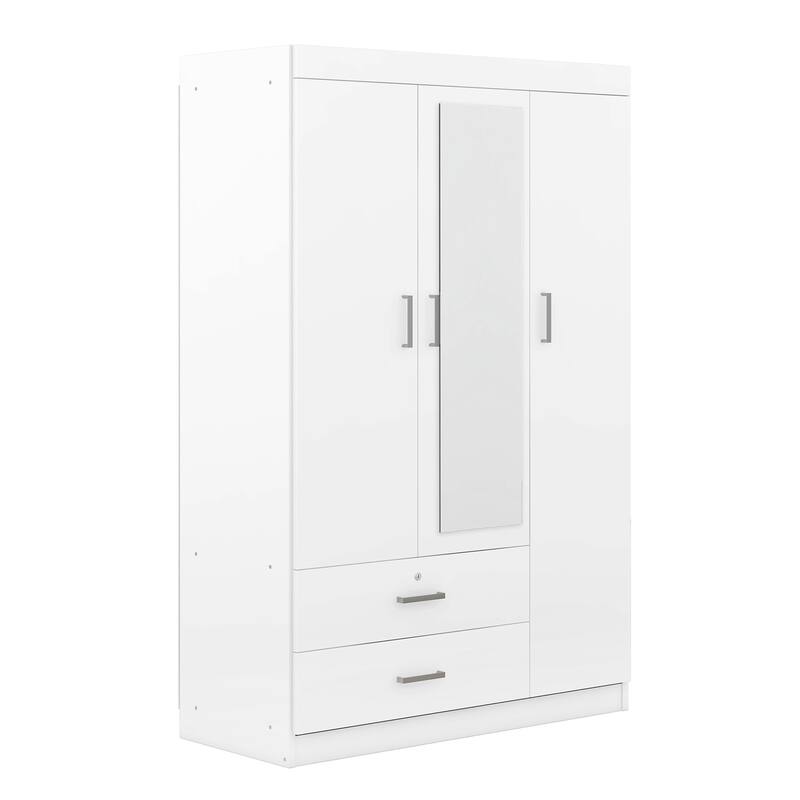 Three-Door Design Mirror Wardrobe with shelves