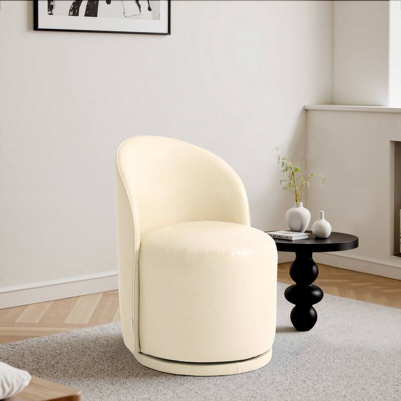 UIXE Modern Upholstered Swivel Armless Side Dining Chairs - Cream/Faux Leather
