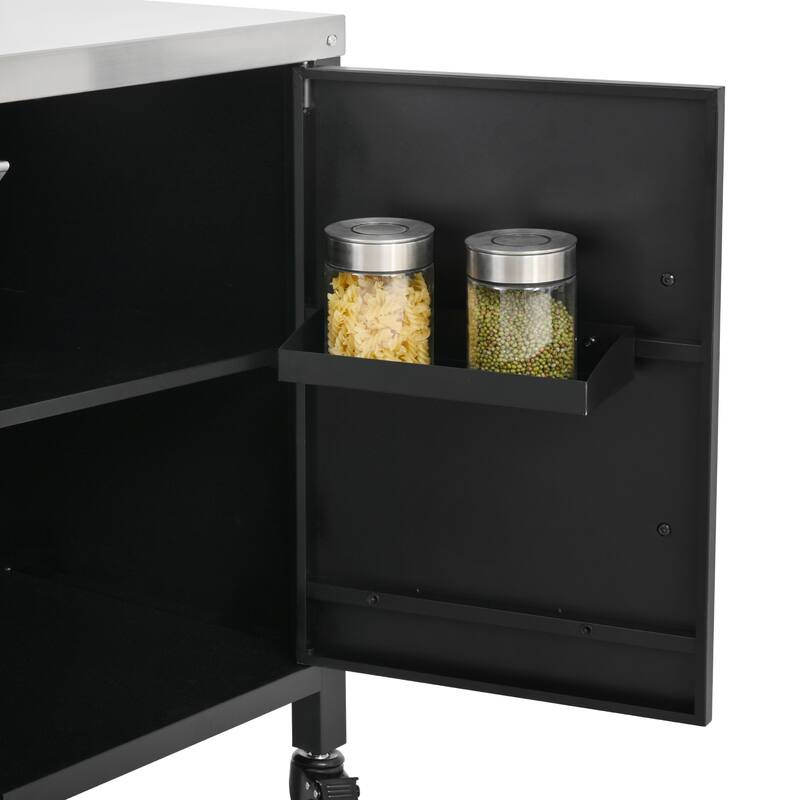 72.4" Outdoor Kitchen Island for Large Big Green Egg,Metal Outdoor Grill Cart with Fold-out Prep Table and Adjustable Shelves