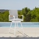 preview thumbnail 1 of 9, Crown Outdoor Patio Swivel Bar Stool in Black Aluminum with Wood Accent and Dark Gray Cushions - 30" Bar Height Light Gray Set of 1