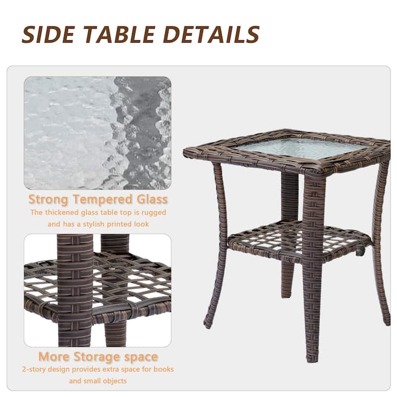 9 Piece Outdoor Patio Furniture Set Wicker Swivel Chair with Ottoman