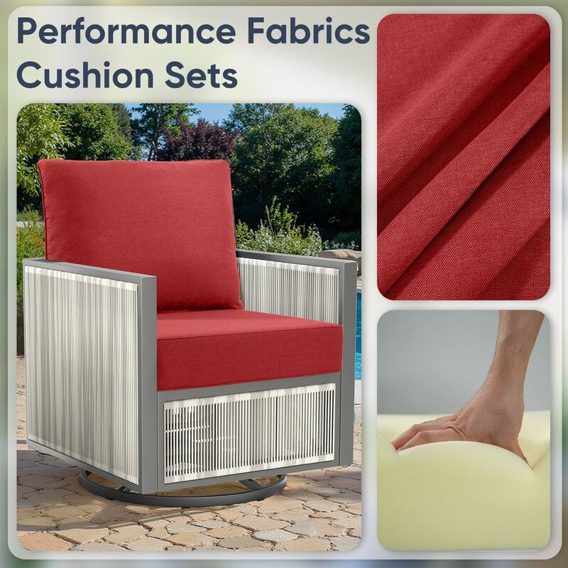 2 Pairs 6 Inch Seat & Back Cushion - Red - 6 Inch