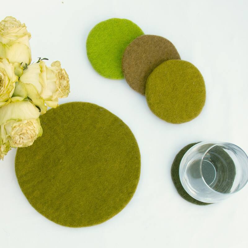 Handmade Felt Paisley Charger, Trivet & Coaster Gift Set