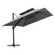 preview thumbnail 33 of 38, Outdoor 10 x 10 ft Square Double Top Patio Cantilever Offset Umbrella Dark Gray