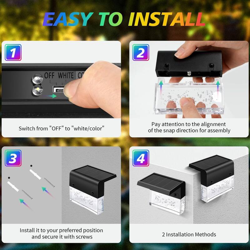 Solar Deck Lights Outdoor,2 Lighting Modes