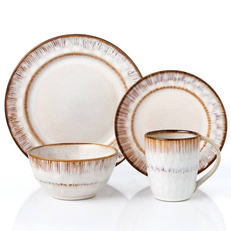 Lorren Home Trends 16 Piece Stoneware Set-Mocha Swirl