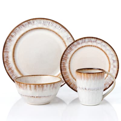 Lorren Home Trends 16 Piece Stoneware Set-Mocha Swirl