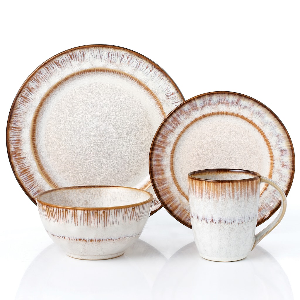 Lorren Home Trends 16 Piece Stoneware Set-Mocha Swirl