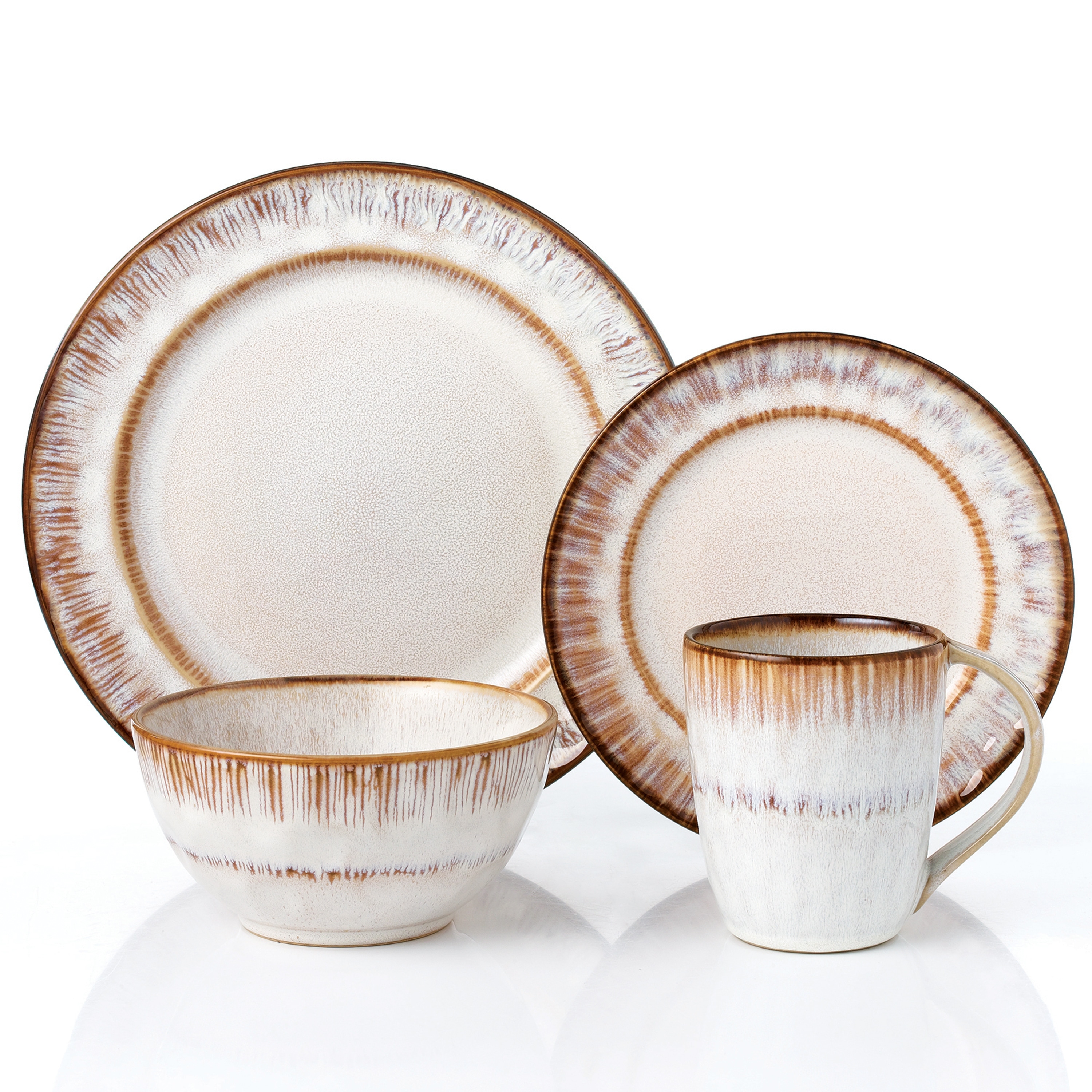 Lorren Home Trends 16 Piece Stoneware Set-Mocha Swirl