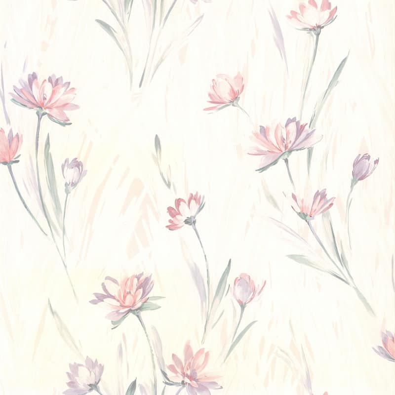 Brewster Gloria Eggshell Floral Wallpaper - 20.5in x 396in x 0.025in