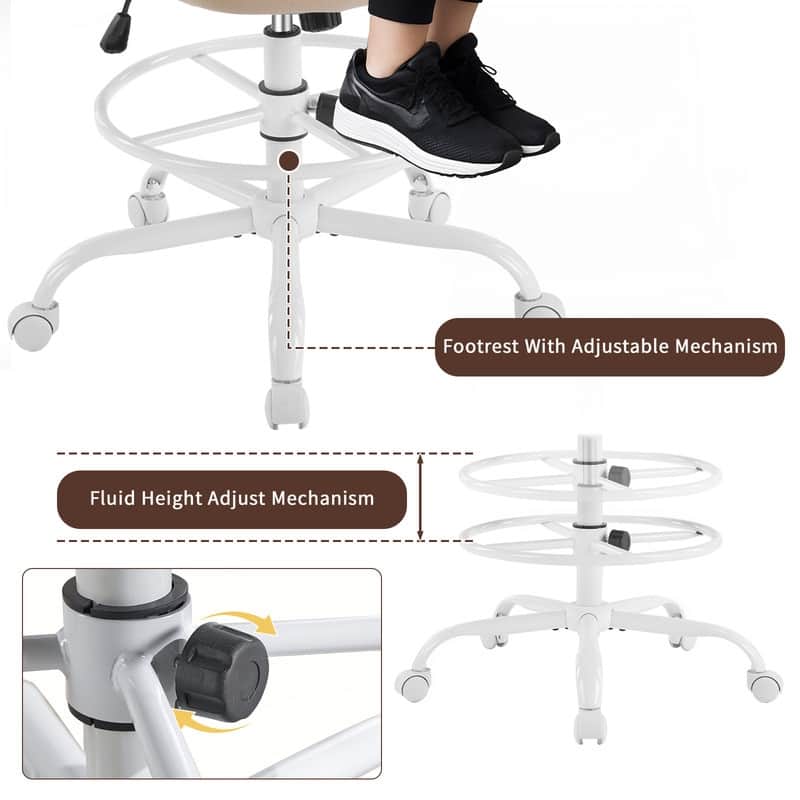 Breathable Mesh Tall Office Chair Drafting Chair With Adjustable Footrest Ring