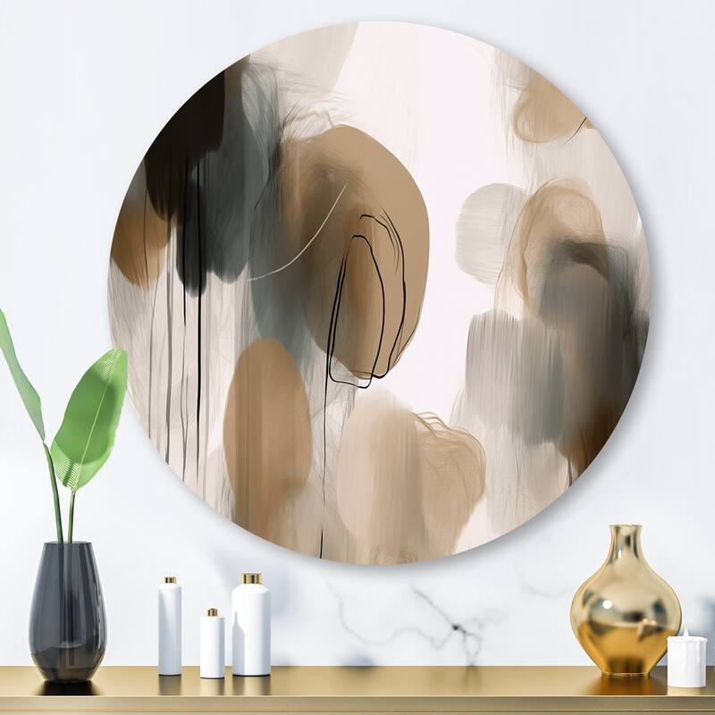 Designart "Painting Of Abstract Shapes II" Abstract Metal Round Wall Art - 29x29 - Disc of 29 Inch