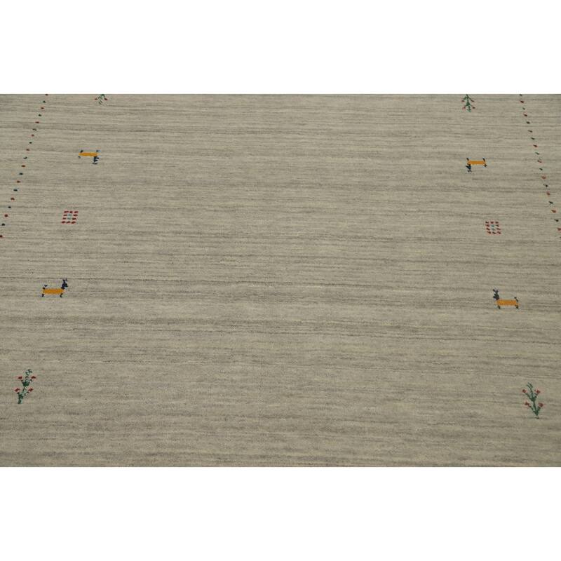 Hand Knotted Oriental 100% Wool Carpet Tribal Animal Pictorial Beige & Ivories Gabbeh Area Rug - 7' 9'' X 5' 0''