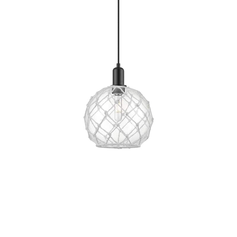 Innovations Lighting 716-1P-13-10 Farmhouse Rope Pendant Farmhouse - Matte Black / Clear Glass with White Rope