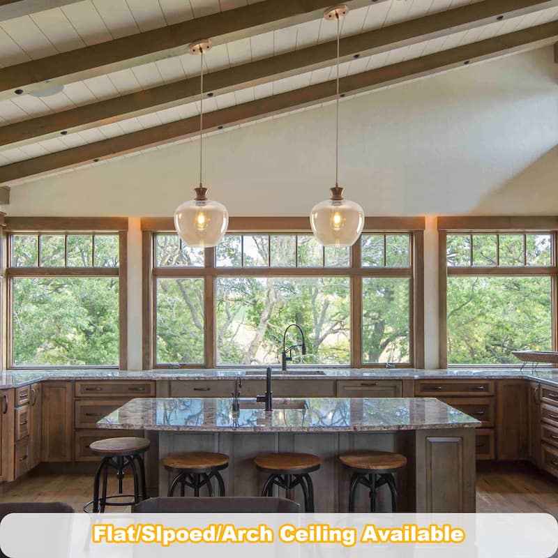 1-Light Pendant Light with Glass Shade for Kitchen Island