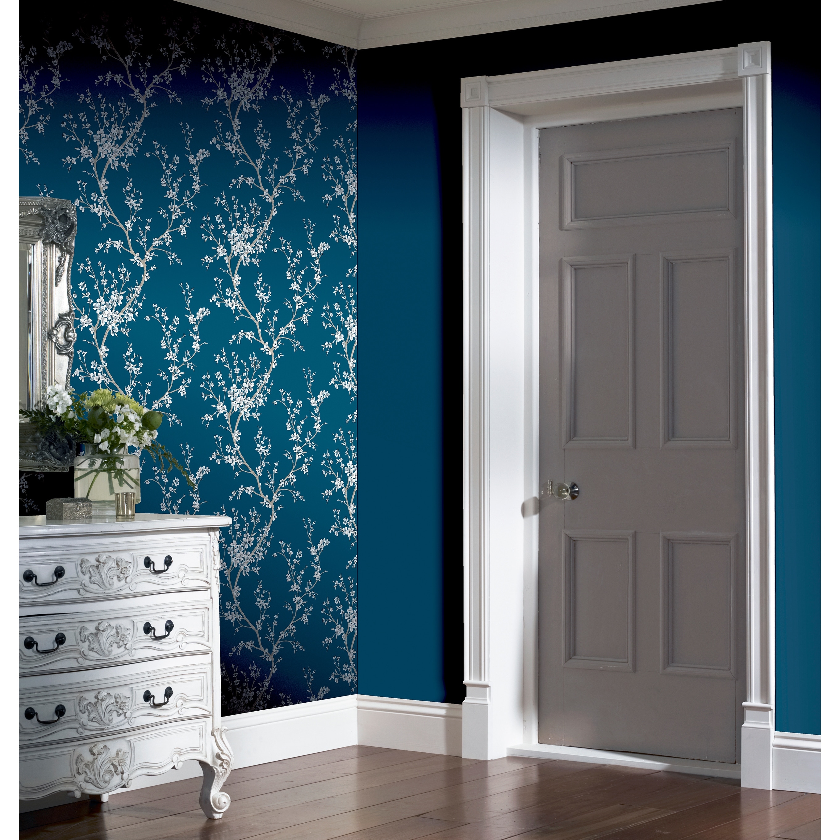 Arthouse Kaia Blue Flowering Tree Wallpaper