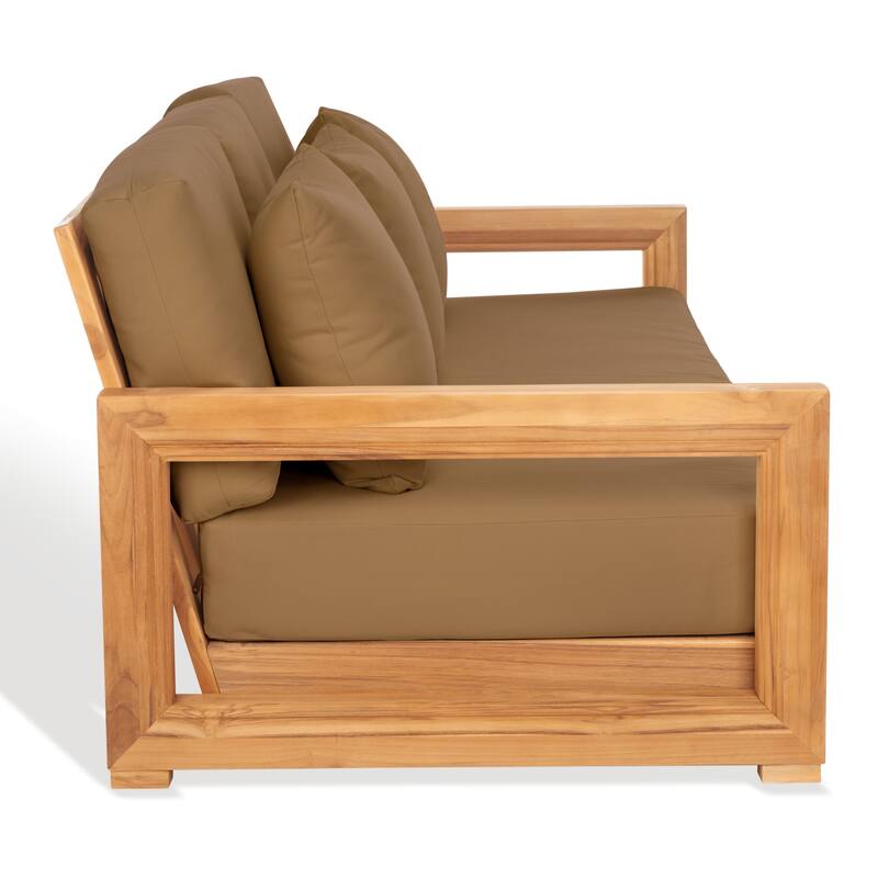 SAFAVIEH Couture Montford Brazilian Teak 3-Seat Bench - 77"W x 36"D x 27"H