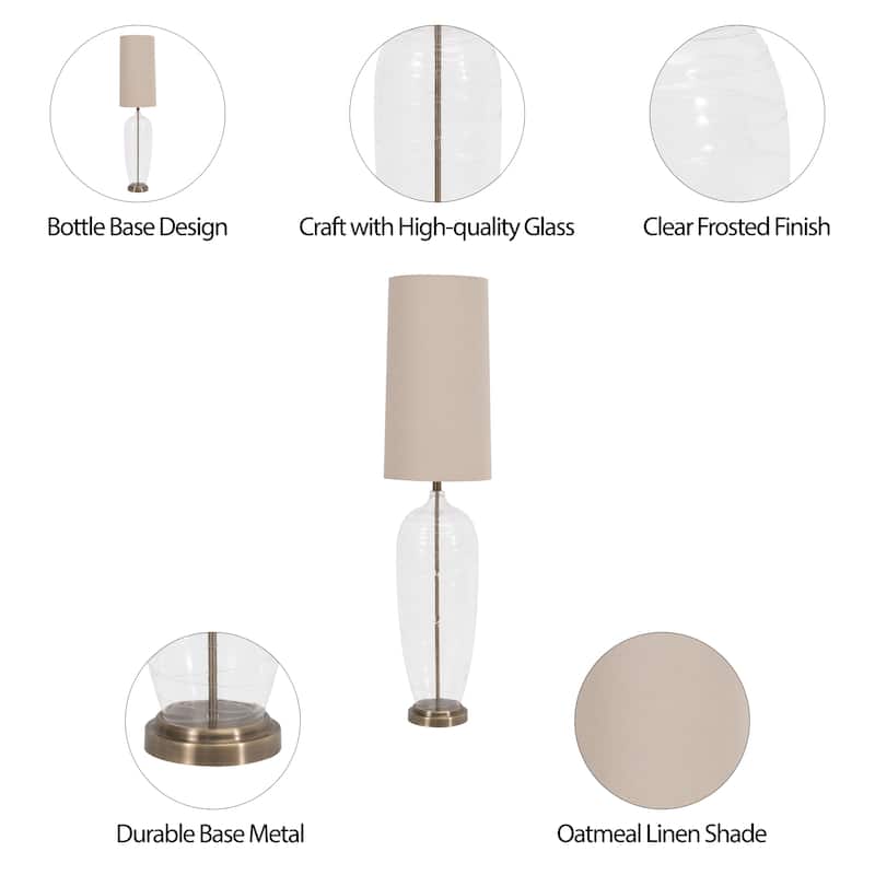 Sagebrook Home Modern Neutral Glass Bottle Table Lamp - 11" x 11" x 50"