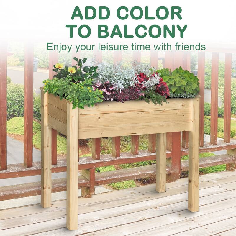 Outsunny 2.8 ft. x 18" Raised Garden Bed Wooden Planter Box for Limited Spaces