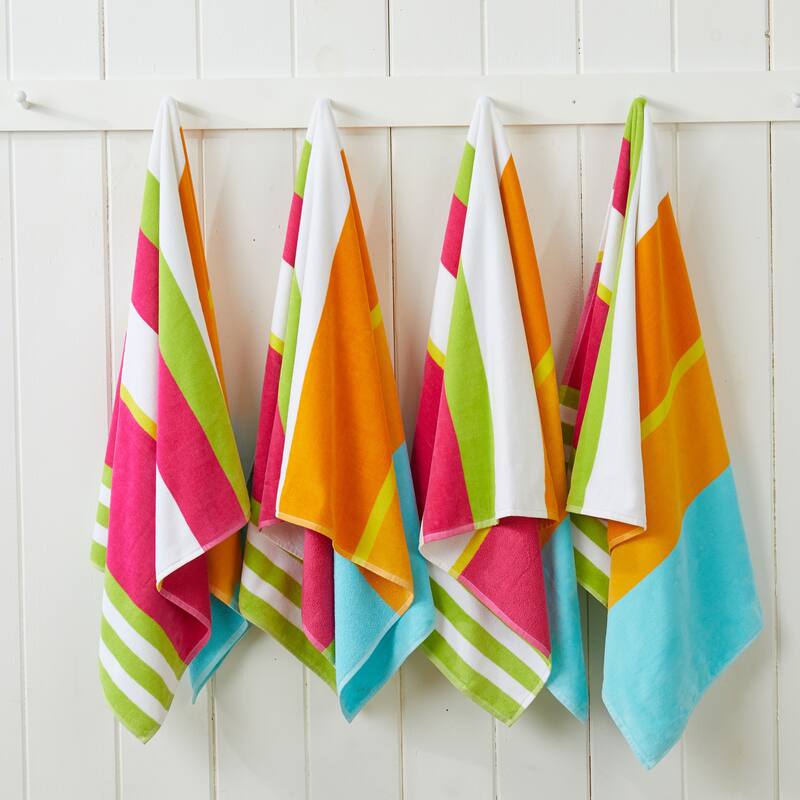 Luxurious Cotton Vibrant Colored Striped Beach Towel
