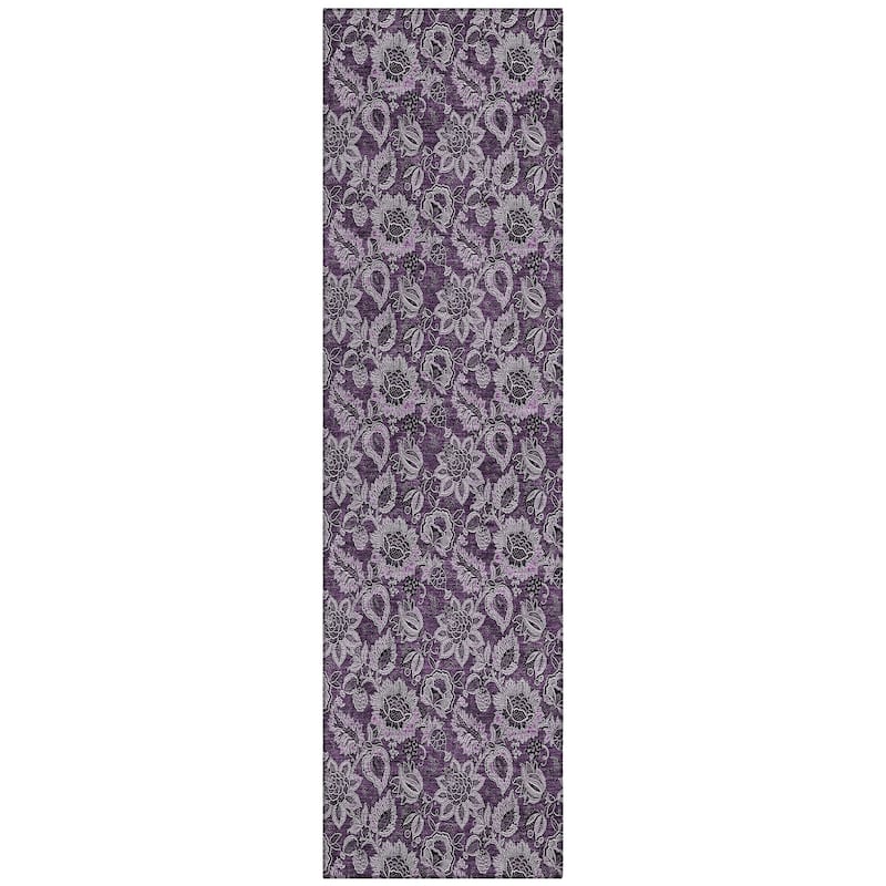 Machine Washable Indoor/ Outdoor Chantille Floral Farmhouse Rug