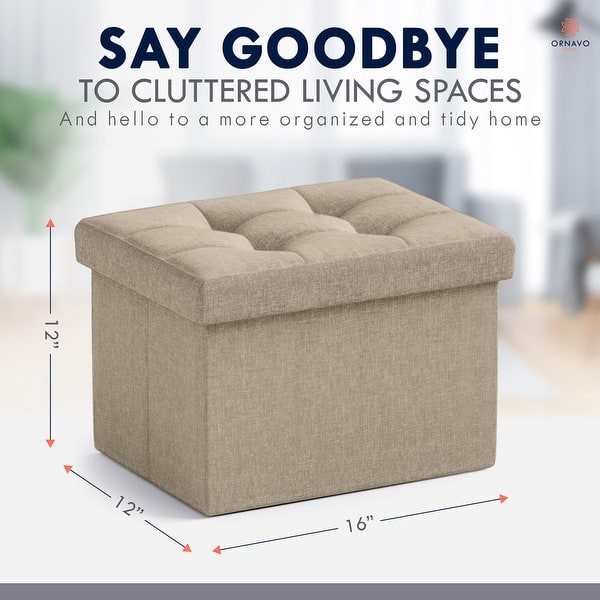 dimension image slide 8 of 11, 2 Pack Small Rectangle Foldable Storage Ottoman