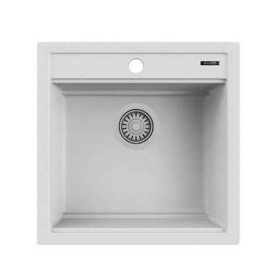 Ruvati 20-inch epiCube Granite Composite Workstation Drop-in Bar Prep Sink Matte White - RVG1620WH