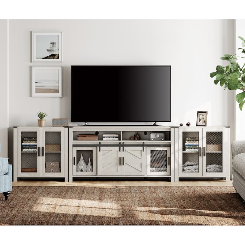 WAMPAT 2 in 1 TV Stand set for ups to 100 inch TV - 1 Pack - Antique White