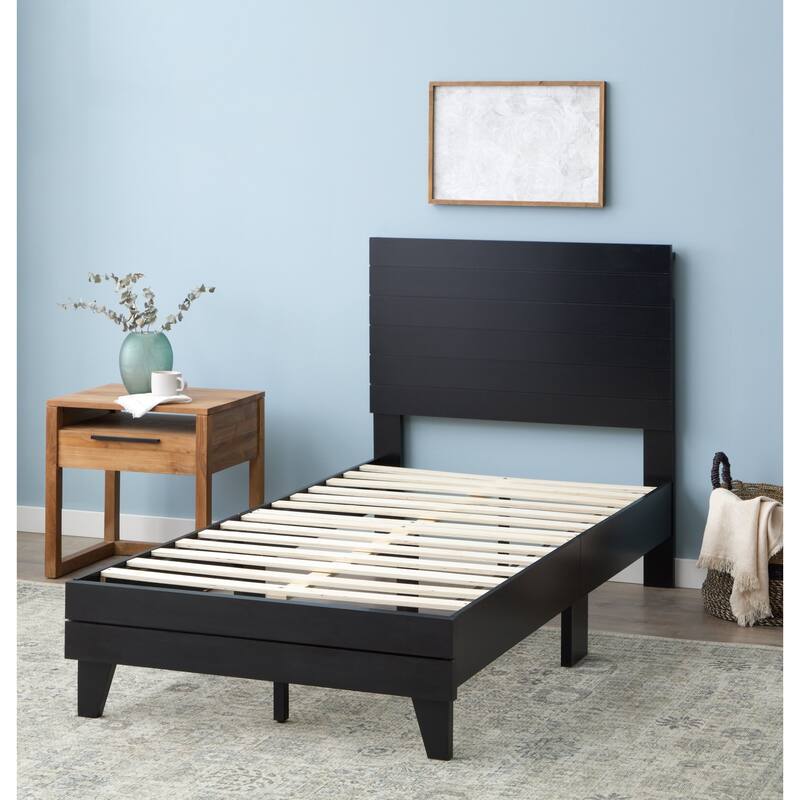 Brookside Mabel Shiplap Platform Bed Frame with Headboard