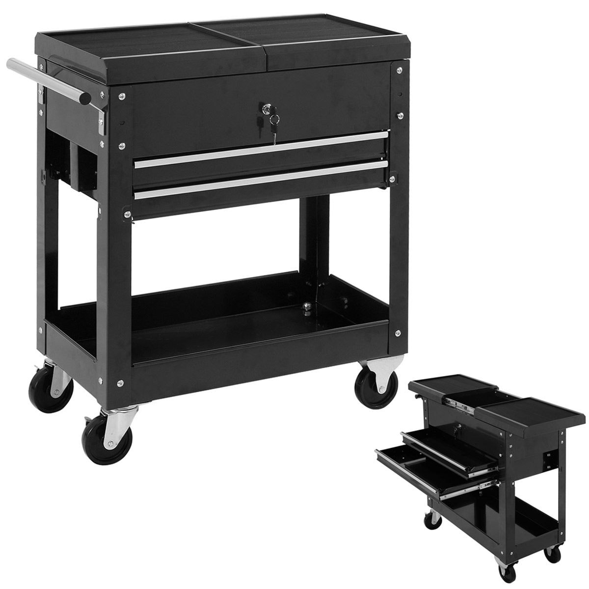 Costway Rolling Mechanics Tool Cart Slide Top Utility Storage Cabinet - Bed  Bath & Beyond - 18502751