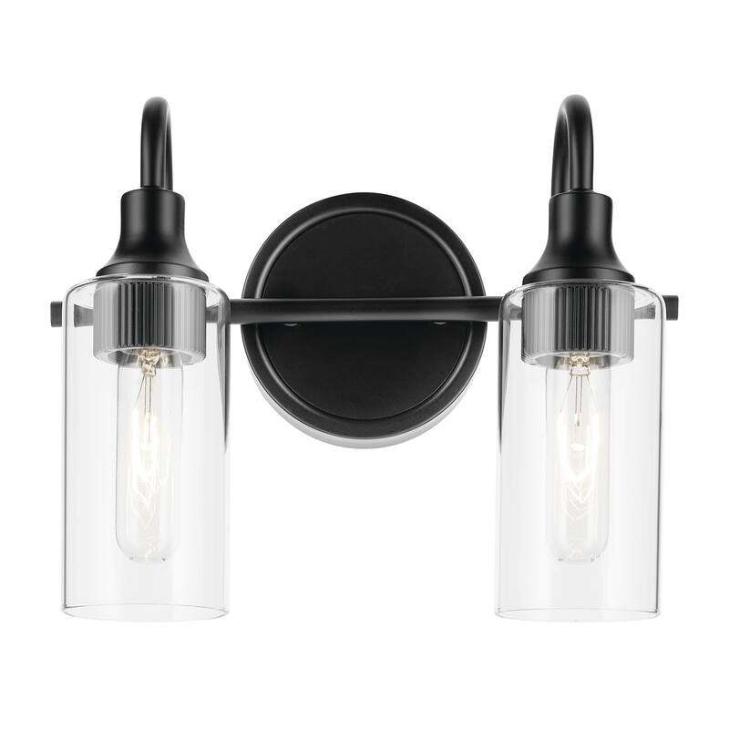 Kichler Lighting Kavi 12.5" 2-Light Vanity Light with Clear Glass in Black