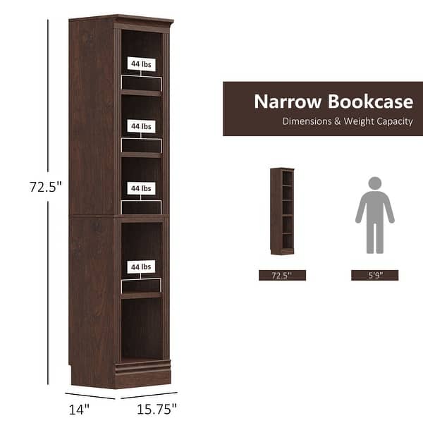 dimension image slide 9 of 14, Halston 72.5" Tall Modular Bookcases Bookshelves 5-Tier Display Shelves Organizer and Storage