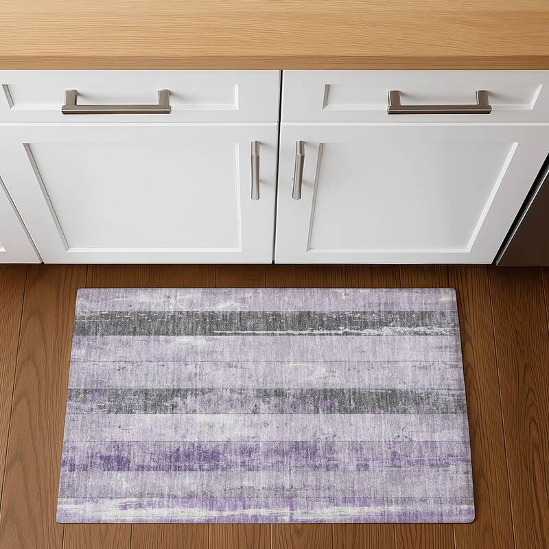 Premium Washable Super Soft Modern Stripe Mayfield Rug - Lavender - 1'8" x 2'6"