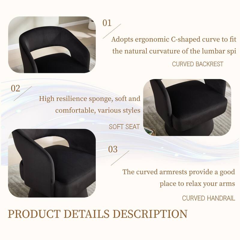 Swivel Barrel Chair Accent Armchair - Black