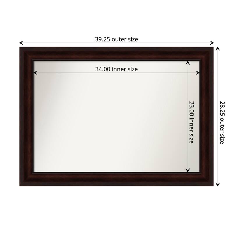 Coffee Bean Brown Framed Non-Beveled Custom Wall Mirror, Bathroom Vanity Mirror - Outer Size: 39.25 x 28.25