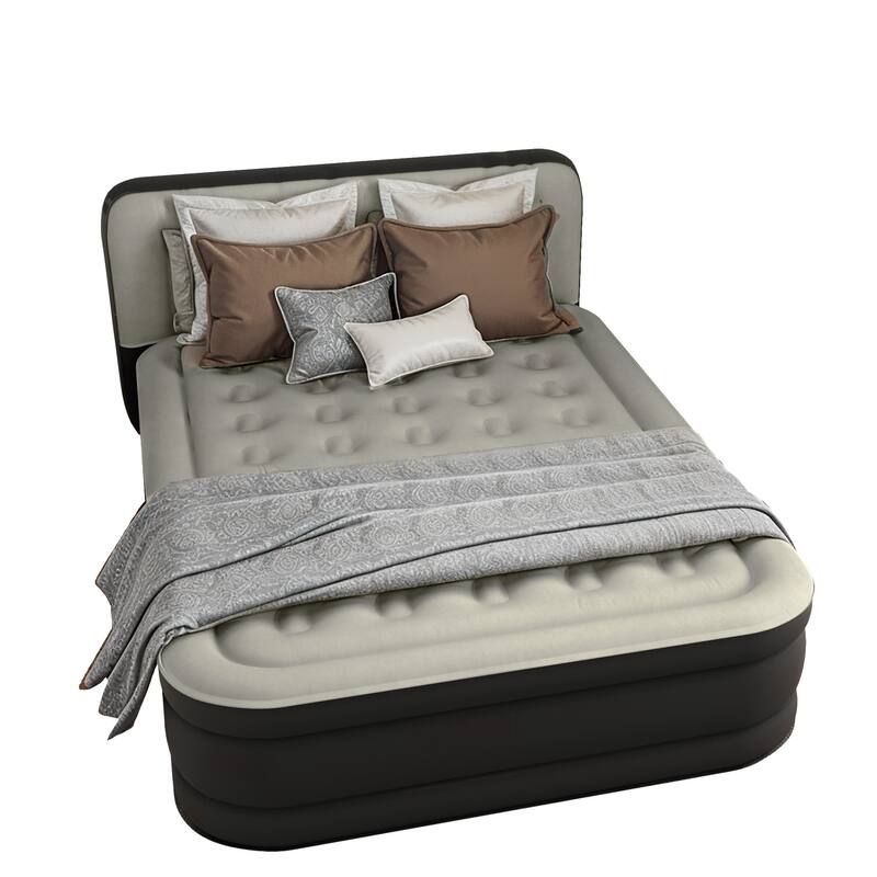 Moasis Queen Air Mattress with Inflatable Headboard