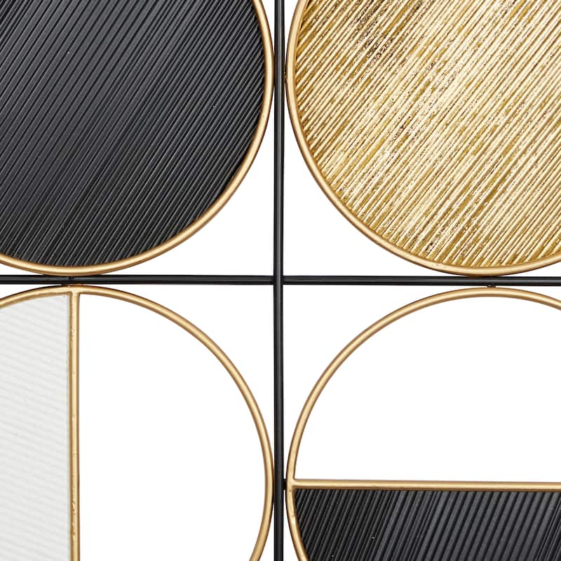 Metal Geometric Half Moon Wall Decor with Gold Detailing - Black - CosmoLiving by Cosmopolitan