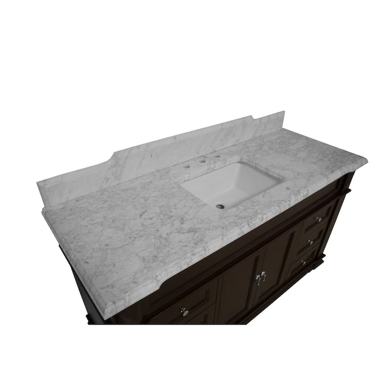KitchenBathCollection Elizabeth 60" Single Bathroom Vanity with Carrara Marble Top