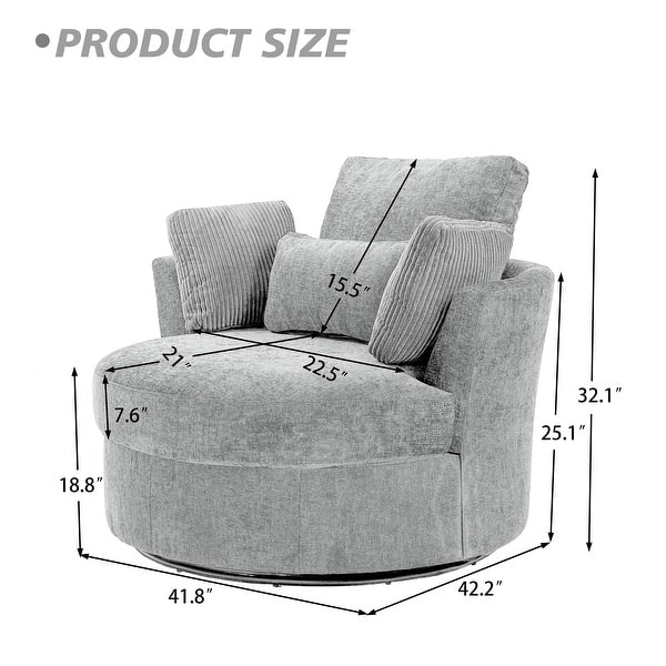 dimension image slide 0 of 2, Upholstered Accent Swivel Barrel Armchair Club Chair with Pillows