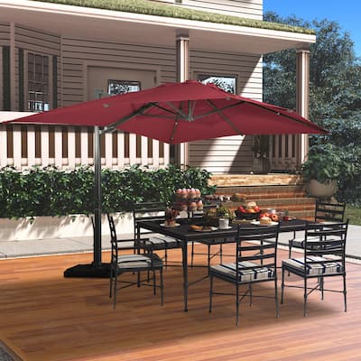 10 x 13ft Patio Rectangular Cantilever Market Umbrella With Stand