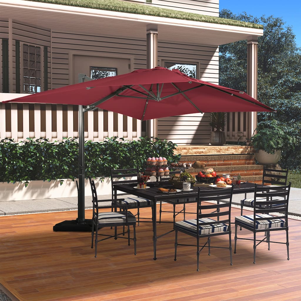 10 x 13ft Patio Rectangular Cantilever Market Umbrella With Stand