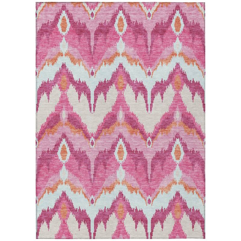 Machine Washable Indoor/ Outdoor Chantille Boho Ikat Rug