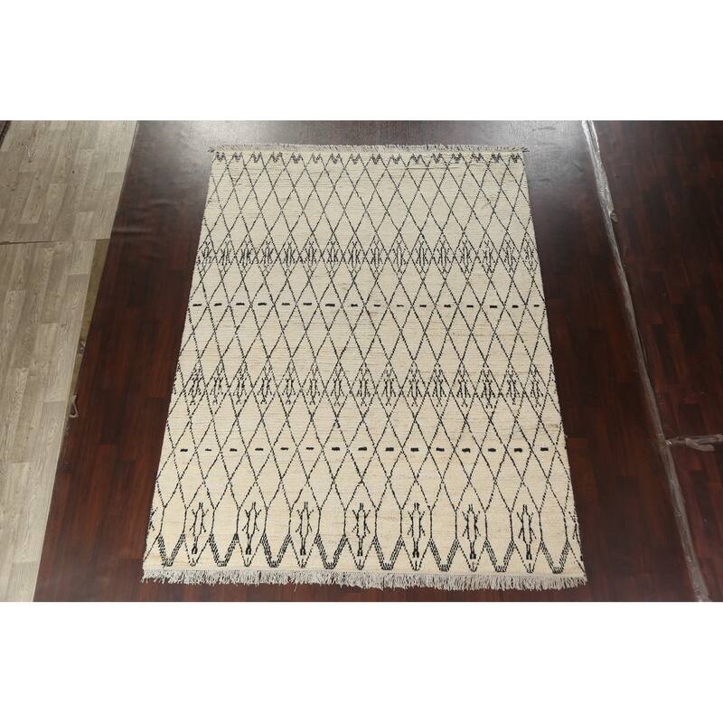 Trellis Moroccan Oriental Wool Area Rug Hand-knotted Home Decor Carpet - 8'0" x 10'5"